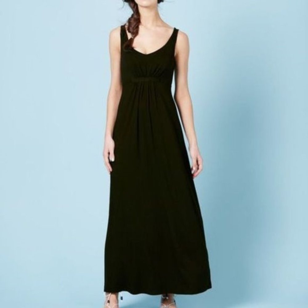 Boden Jersey Ruched Sleeveless Maxi Dress Black